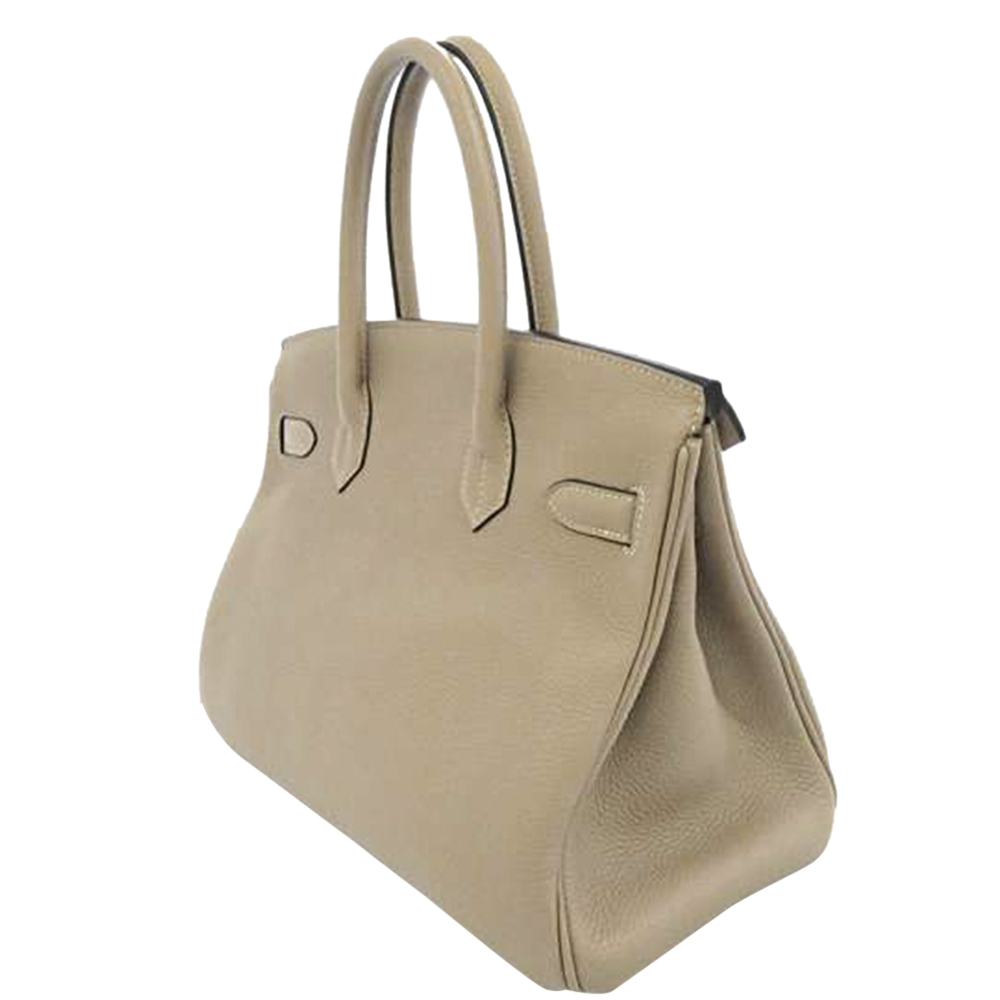 

Hermes Brown Togo Leather Palladium Hardware Birkin 30 Bag, Beige