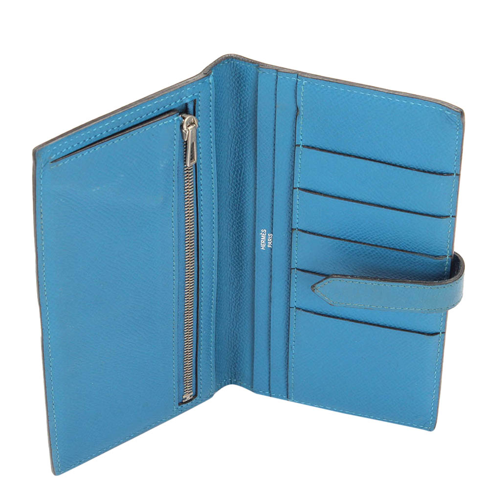 

Hermes Blue Leather Bearn Classic Wallet