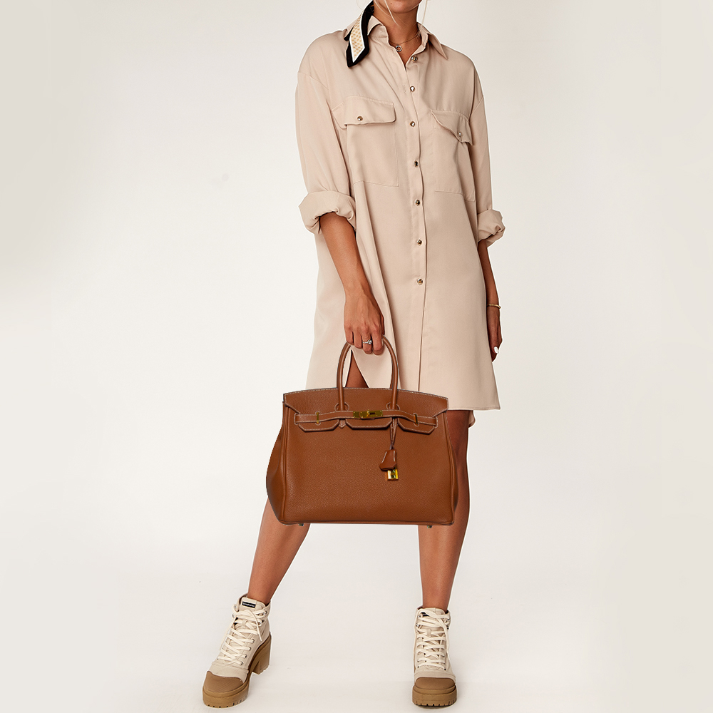 

Hermes Gold Togo Leather Gold Finished Birkin 35 Bag, Brown