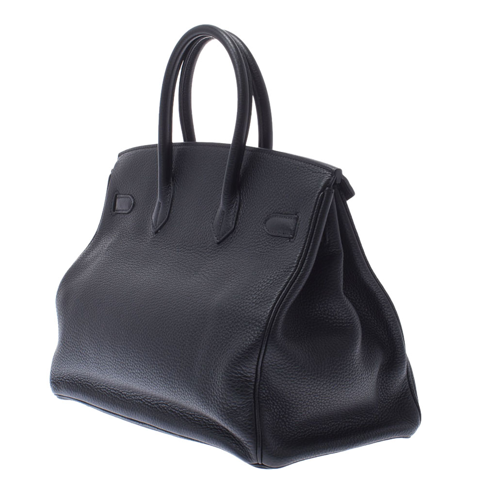 

Hermes Black Taurillon Clemence Leather Gold Hardware Birkin 35 Bag