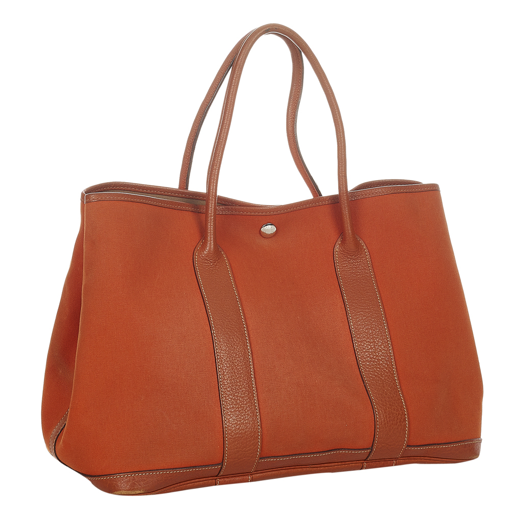 

Hermes Orange Canvas Fabric Garden Party PM Shoulder Bag