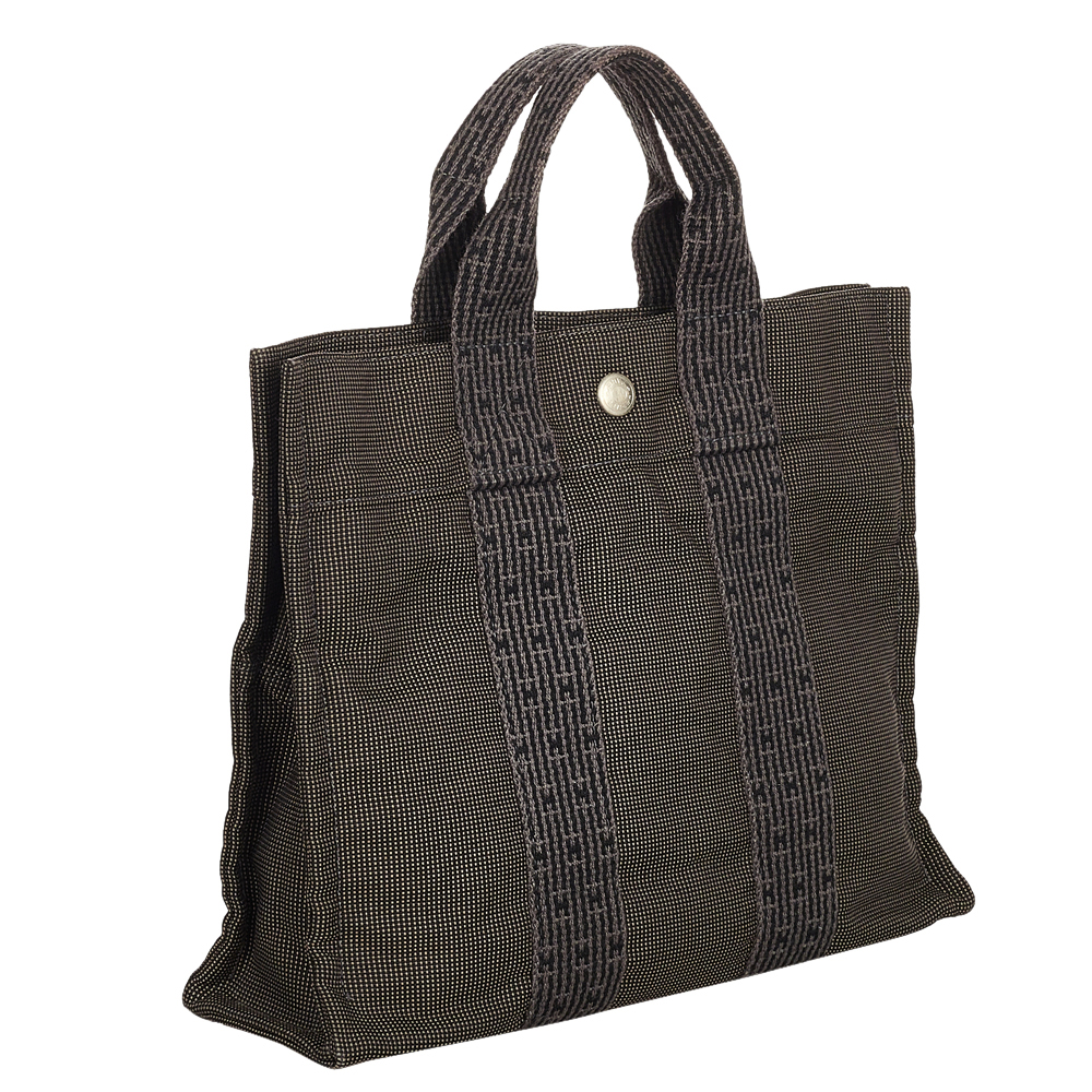 

Hermes Grey Canvas Fabric Herline PM Tote Bag