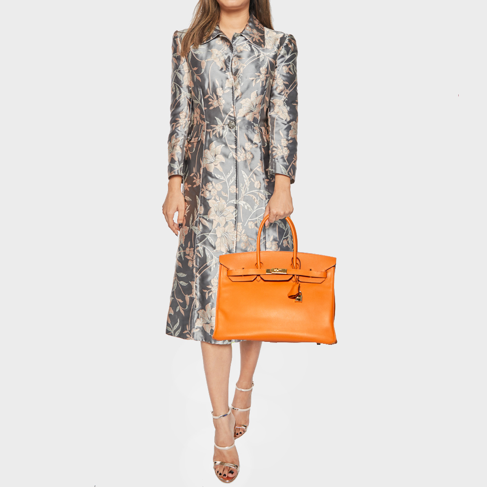 

Hermès Orange Epsom Leather Gold Finished Birkin 35 Bag
