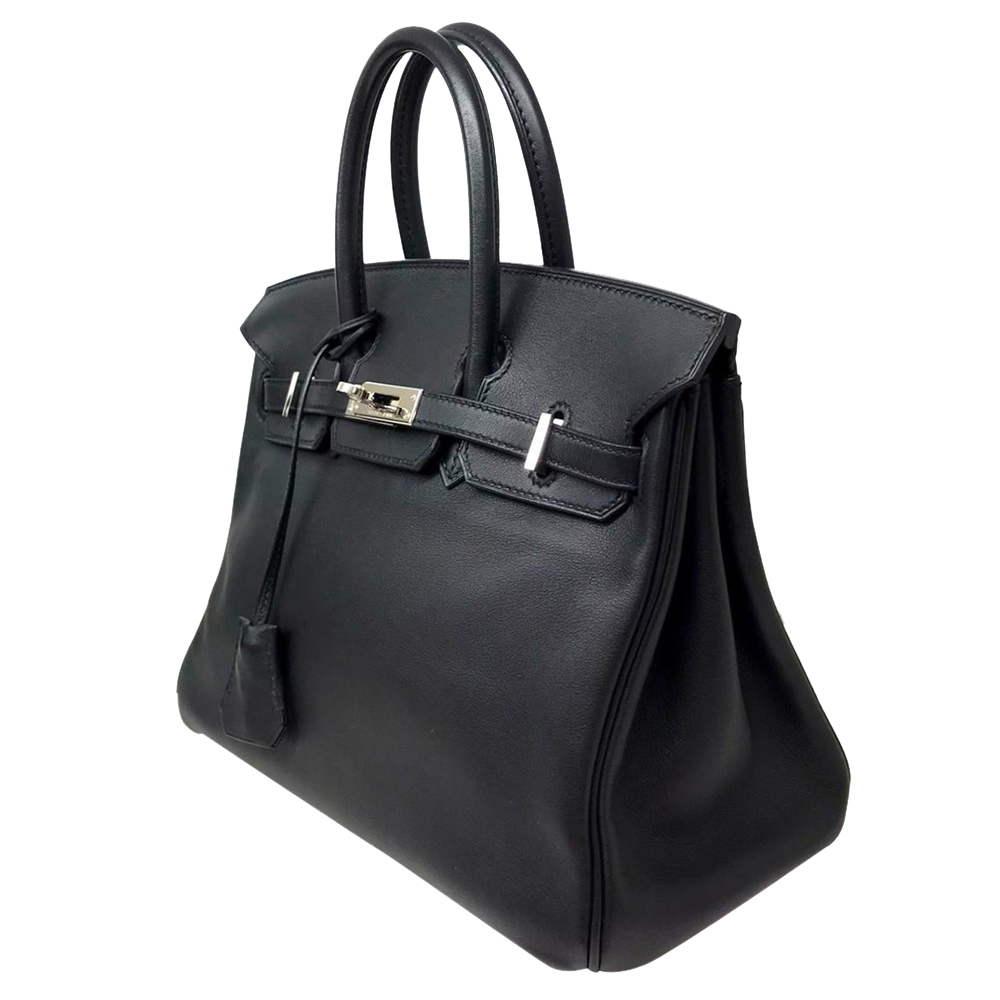 

Hermes Black Swift Leather Palladium Hardware Birkin 25 Bag