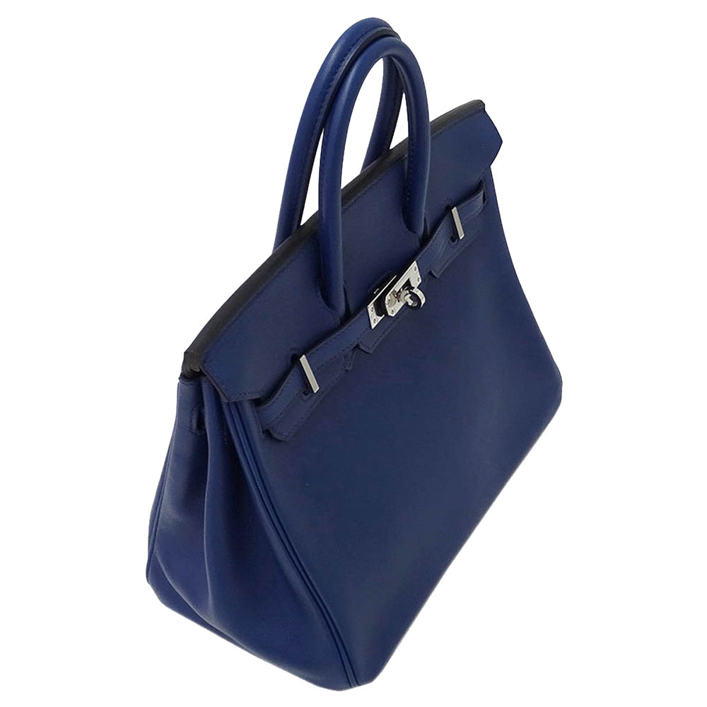 

Hermes Blue Swift Leather Palladium Hardware Birkin 25 Bag