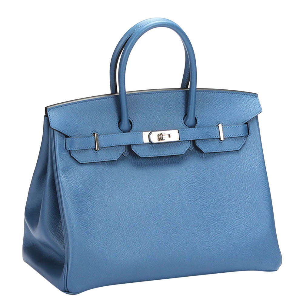

Hermes Blue Epsom Leather Palladium Hardware Birkin 35 Bag