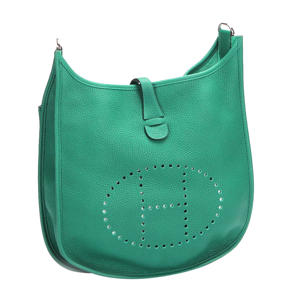 

Hermes Green Clemence Leather Evelyne III PM Bag