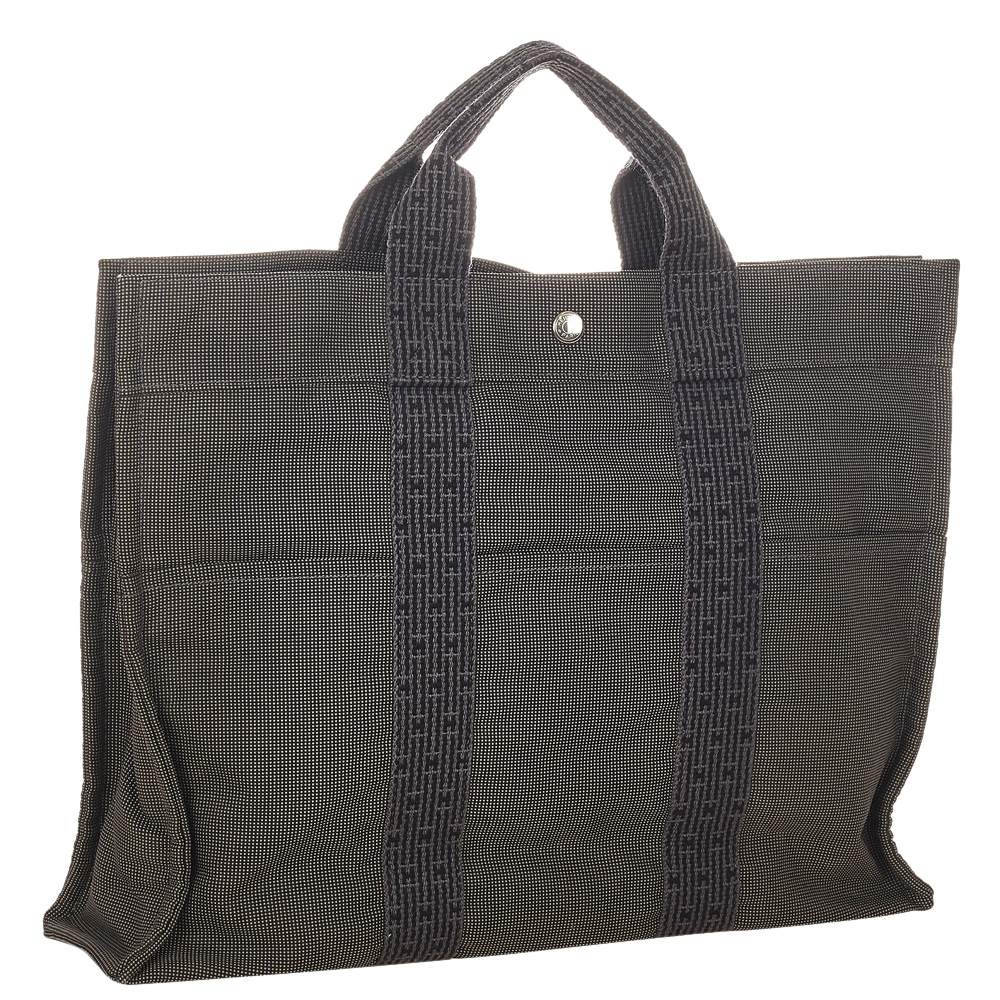 

Hermes Grey Canvas Herline MM Tote Bag
