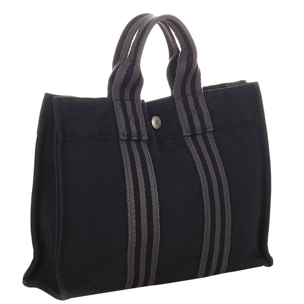 

Hermes Black Canvas Fourre Tout Tote Bag