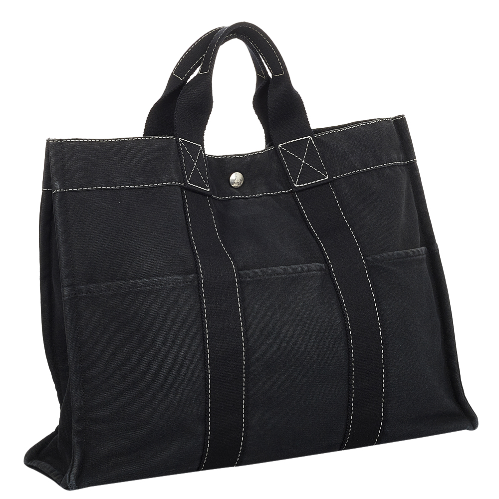 

Hermes Black Canvas Fourre Tout Tote Bag