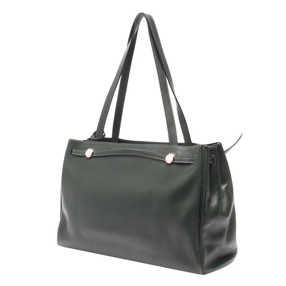 

Hermes Green Leather Cabana Tote Bag