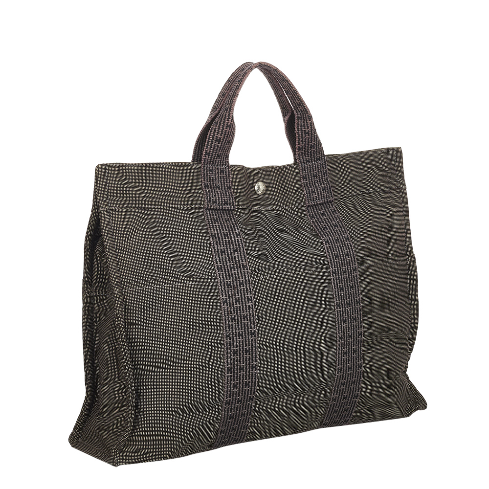 

Hermes Grey Canvas Fabric Herline MM Tote Bag