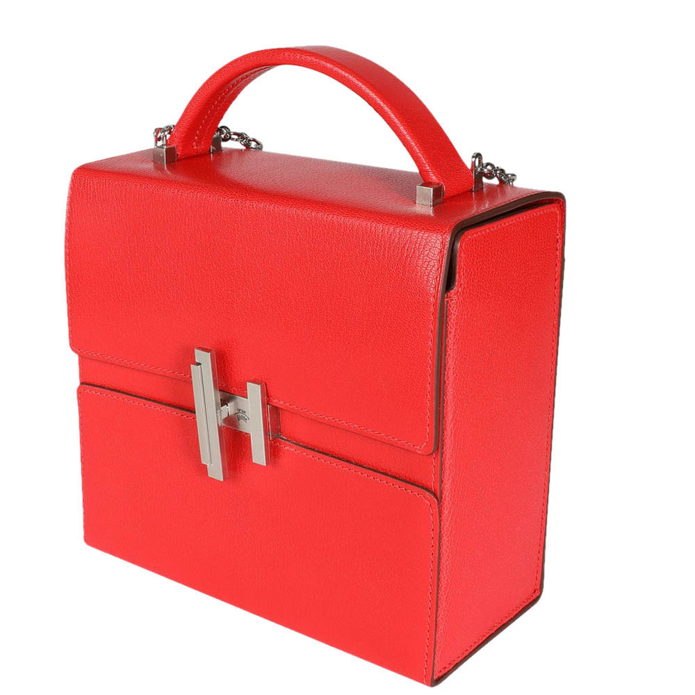 

Hermes Red Chevre Leather Cinhetic Boxy Top Handle Bag