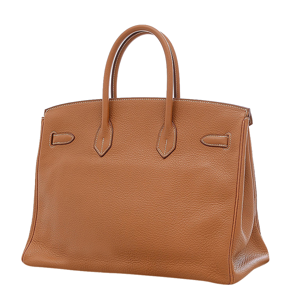 

Hermes Gold Taurillon Clemence Leather Palladium Hardware Birkin 35 Bag