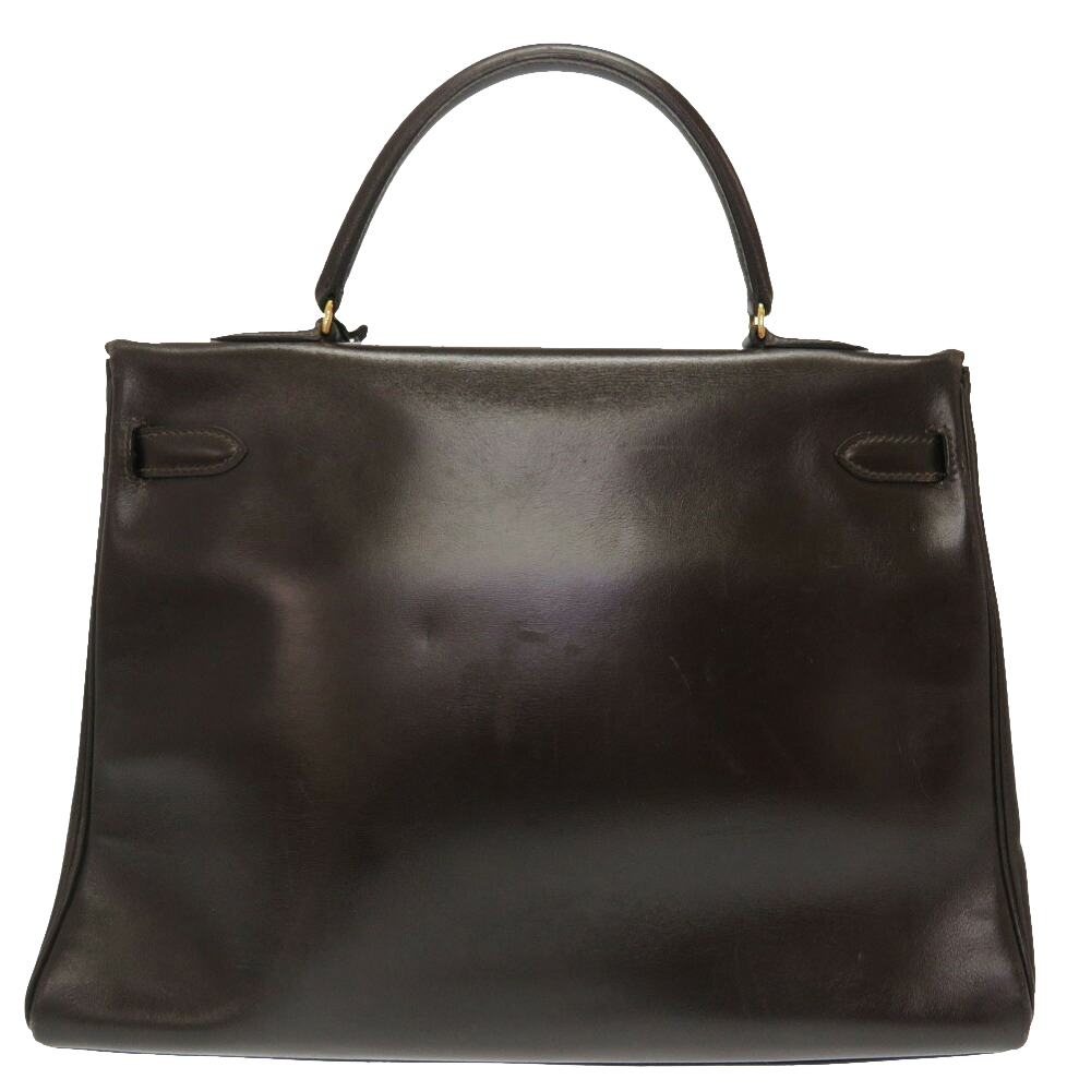 

Hermes Brown Box Calf Leather Gold Hardware Kelly 35 Bag