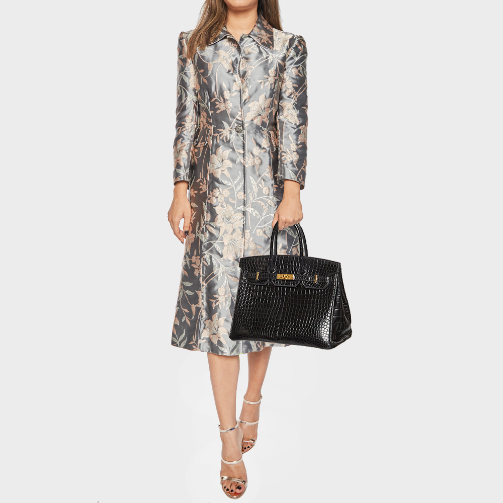 

Hermes Black Crocodile Gold Plated Birkin 35 Bag