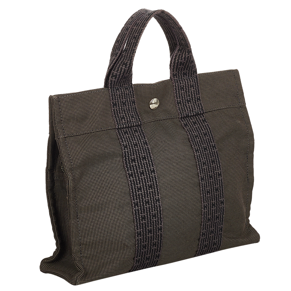 

Hermes Grey Canvas Fabric Fourre Tout PM Tote Bag