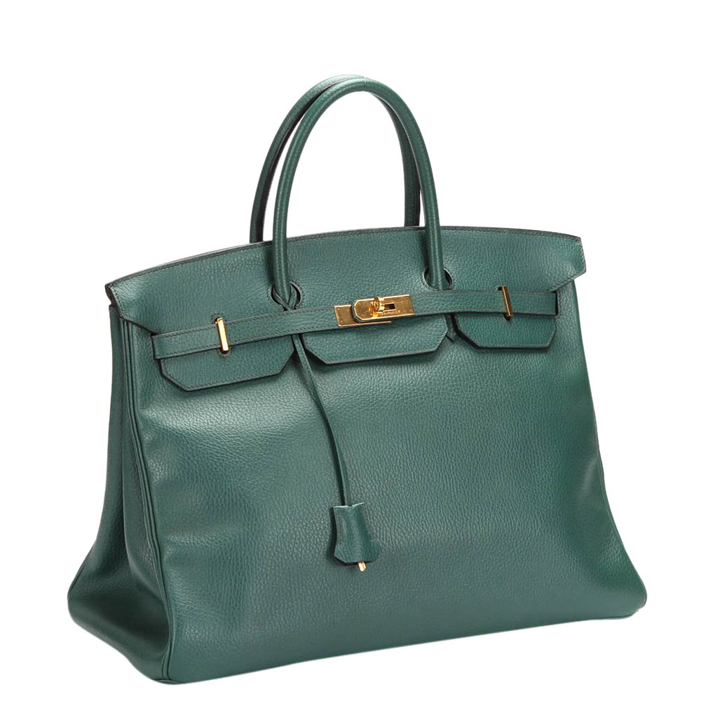 

Hermes Green Clemence Leather Gold Hardware Birkin 40 Bag
