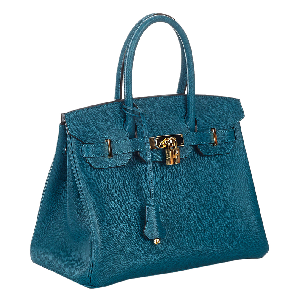 

Hermes Blue Epsom Leather Gold Hardware Birkin 30 Bag