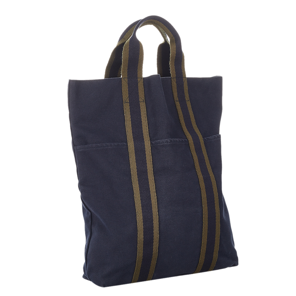 

Hermes Blue Canvas Fabric Fourre Tout Cabas Tote Bag