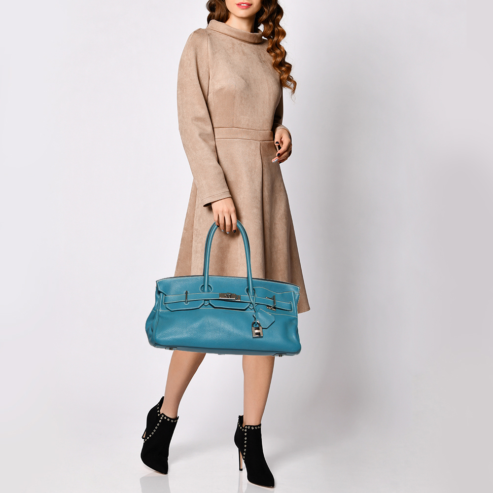 

Hermes Bleu Jean Togo Leather Palladium Plated JPG Birkin 42, Blue