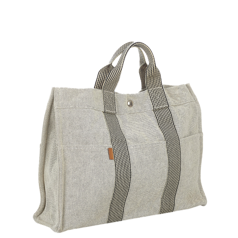 

Hermes Grey Canvas Fabric Fourre Tout MM Tote Bag