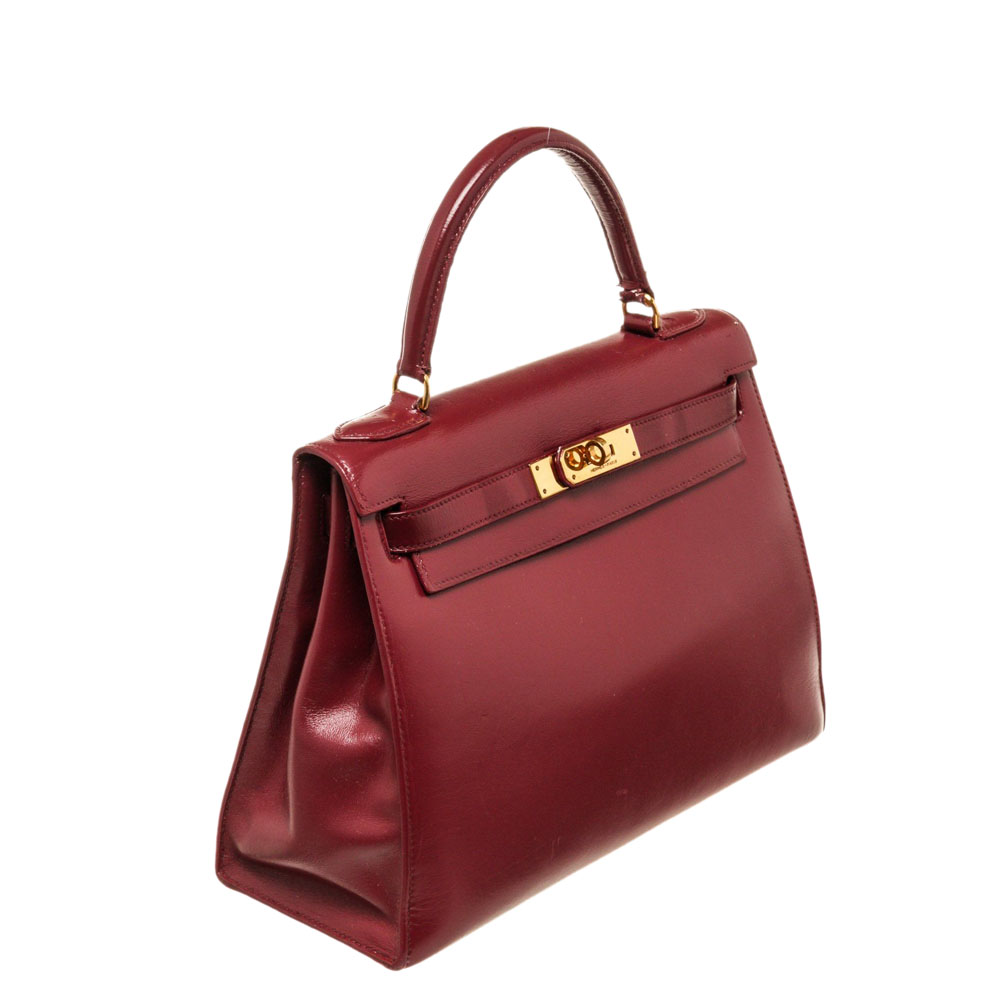 

Hermes Red Leather Gold Hardware Kelly 32 Bag