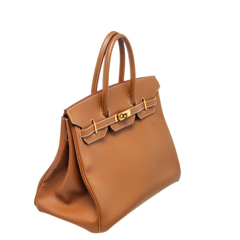 

Hermes Brown Epsom Leather Gold Hardware Birkin 35 Bag