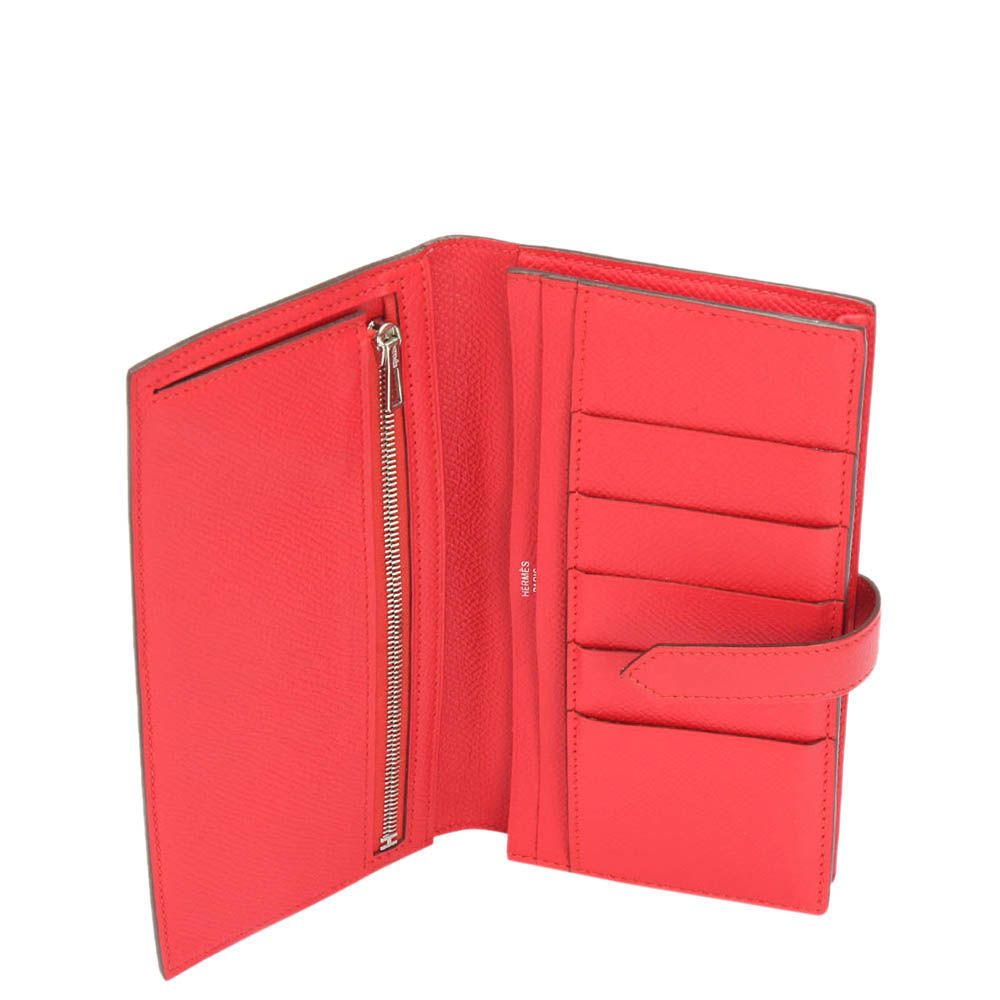 

Hermes Red Leather Bearn Classic Wallet