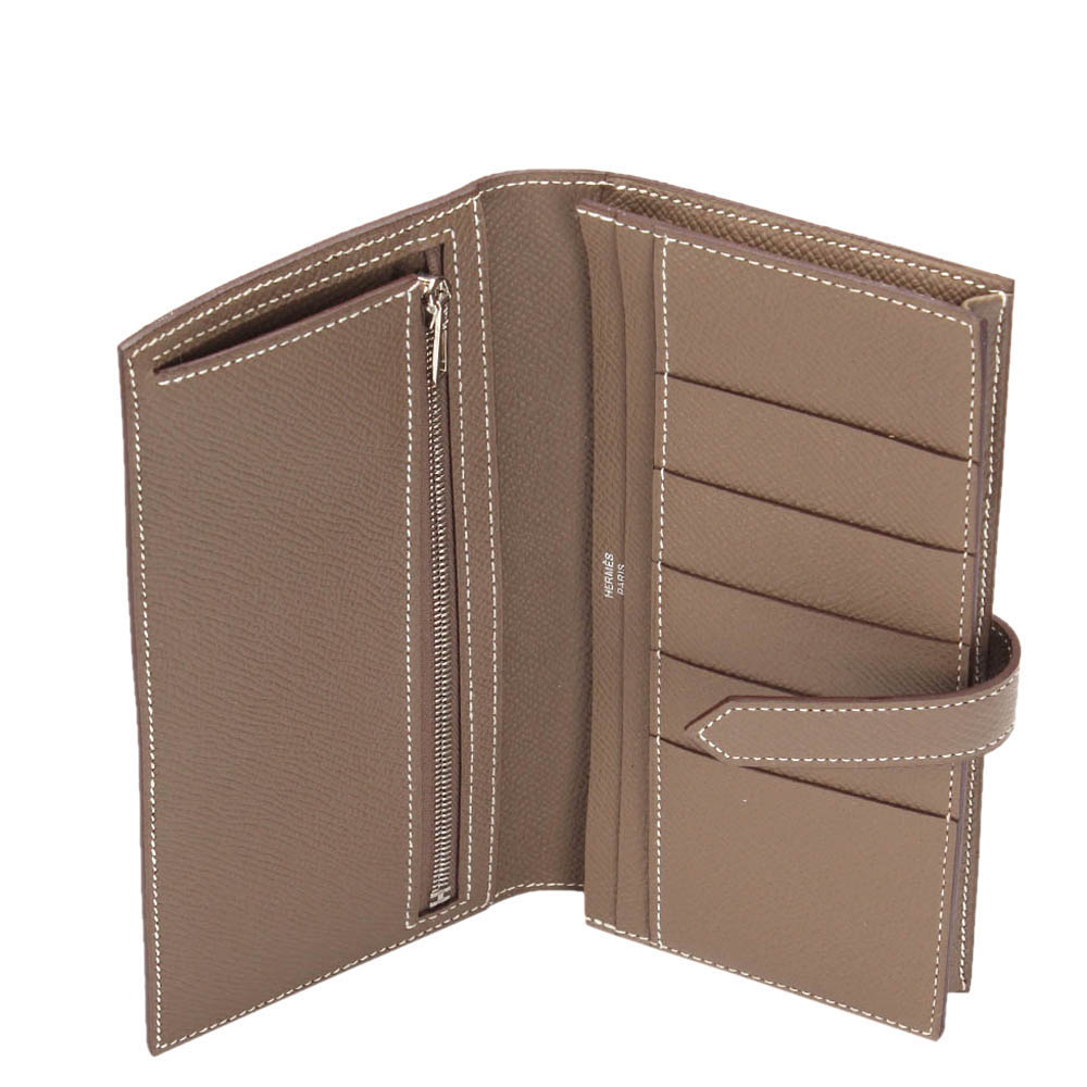 

Hermes Grey Leather Bearn Classic Wallet