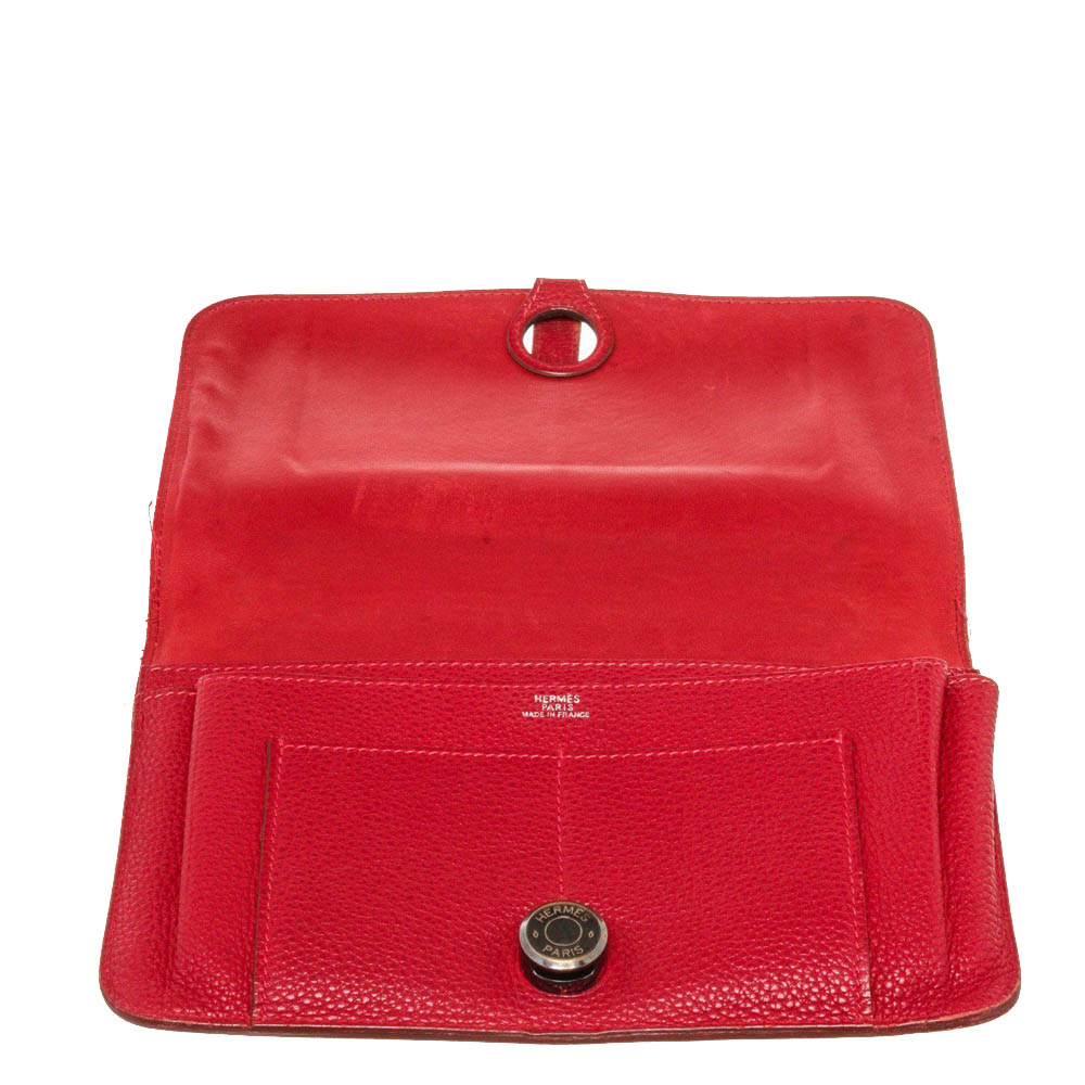 

Hermes Red Leather Dogon GM Wallet