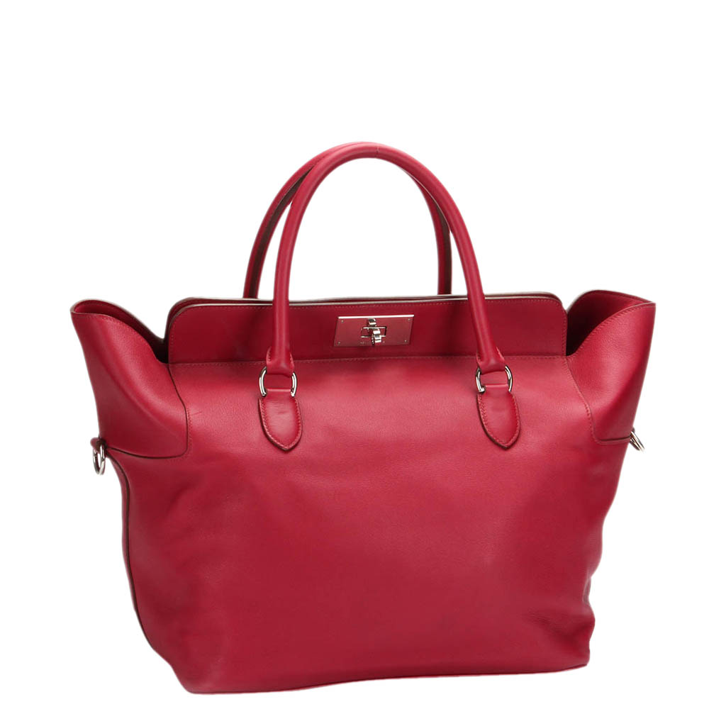 

Hermes Red Swift Leather Toolbox 33 Satchel Bag