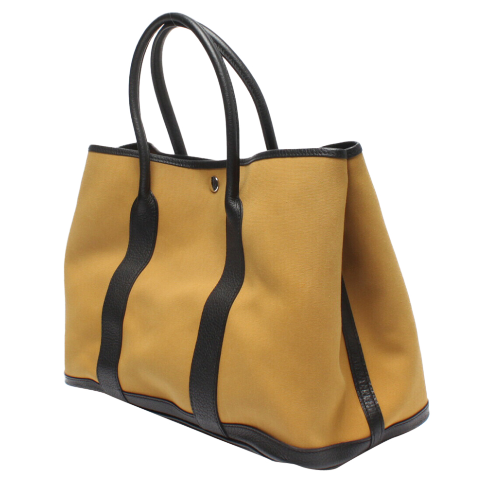 

Hermes Yellow Leather Garden Party Tote Bag