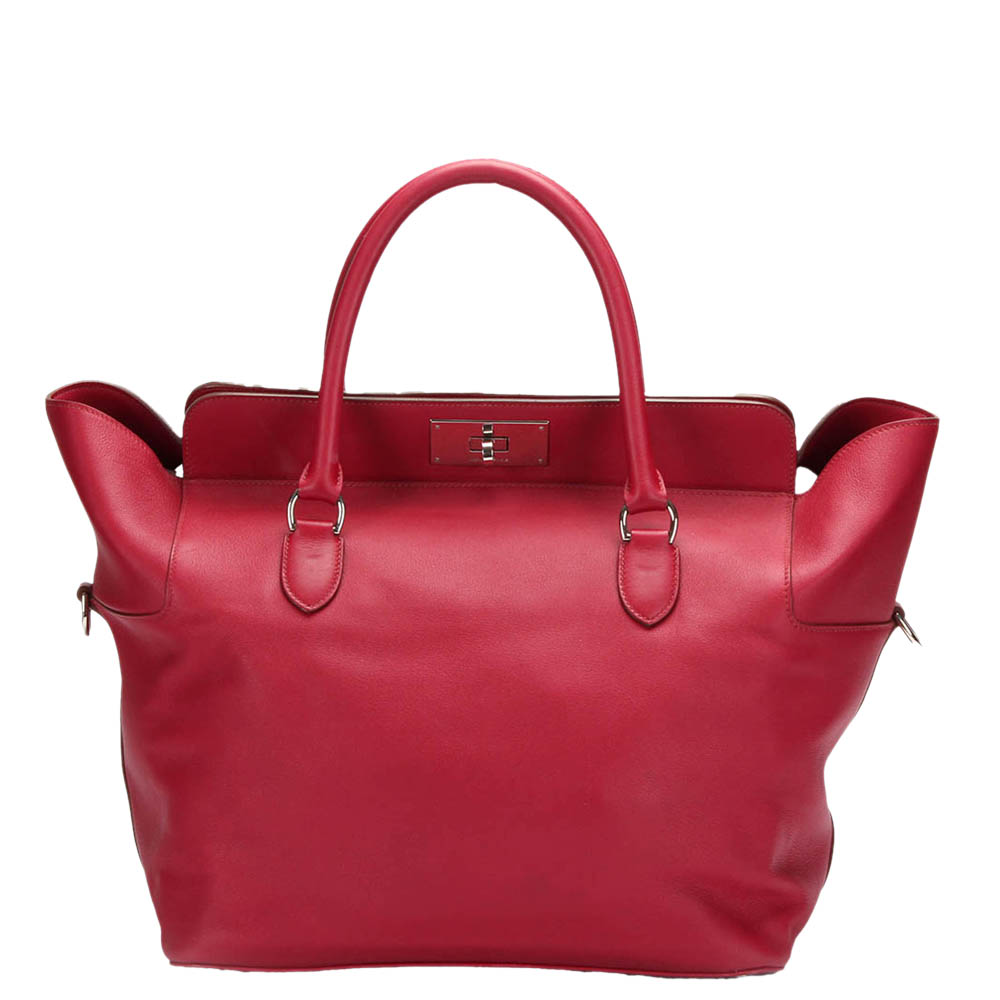 

Hermes Red Calf Leather Toolbox 33 Satchel Bag