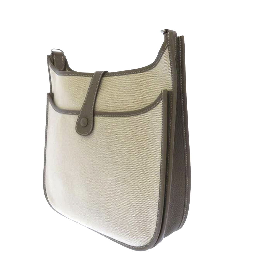 

Hermes Brown/Beige Canvas Fabric Evelyne III GM Shoulder Bag