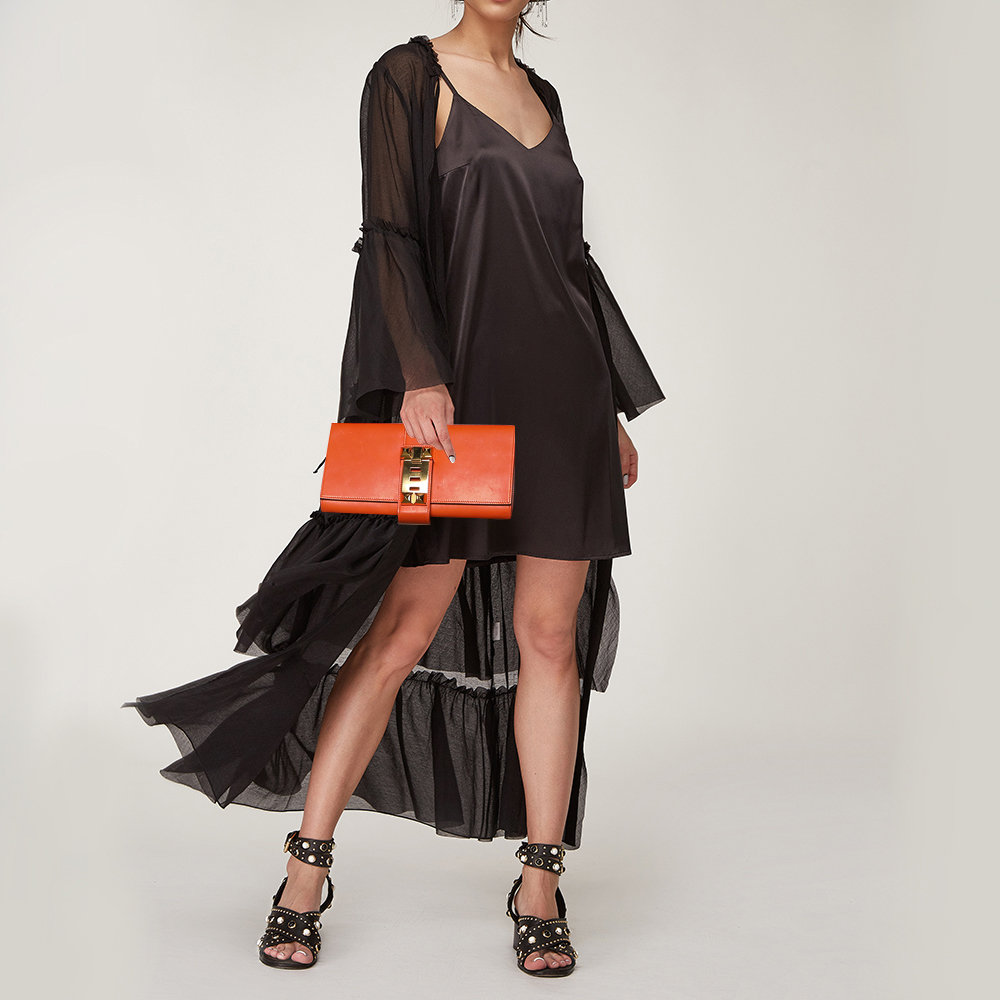 

Hermes Orange Box Leather Medor 29 Clutch