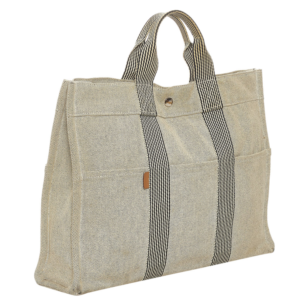 

Hermes Brown/Beige Canvas Fabric Fourre Tout MM Tote Bag