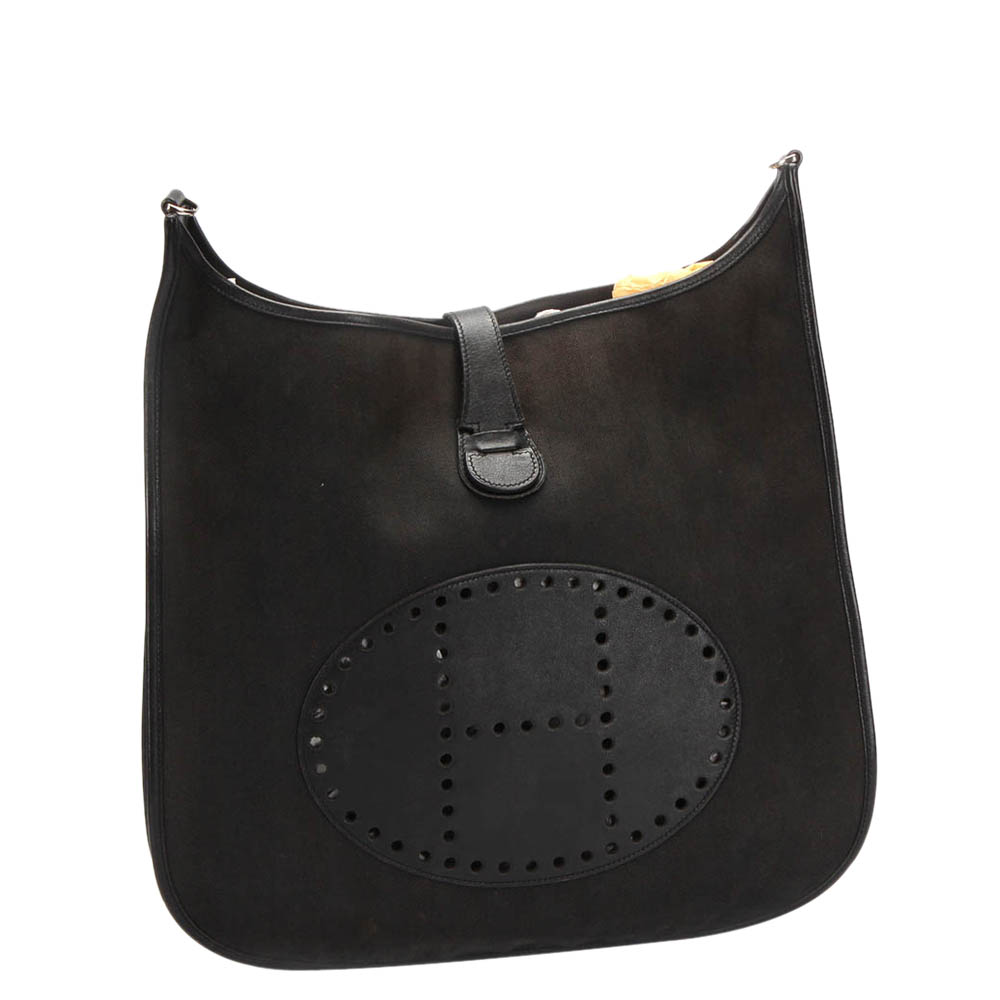 

Hermes Black Toile Leather Evelyne II Shoulder Bag
