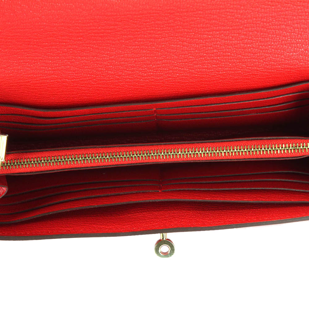 

Hermes Red Leather Kelly Classic Wallet