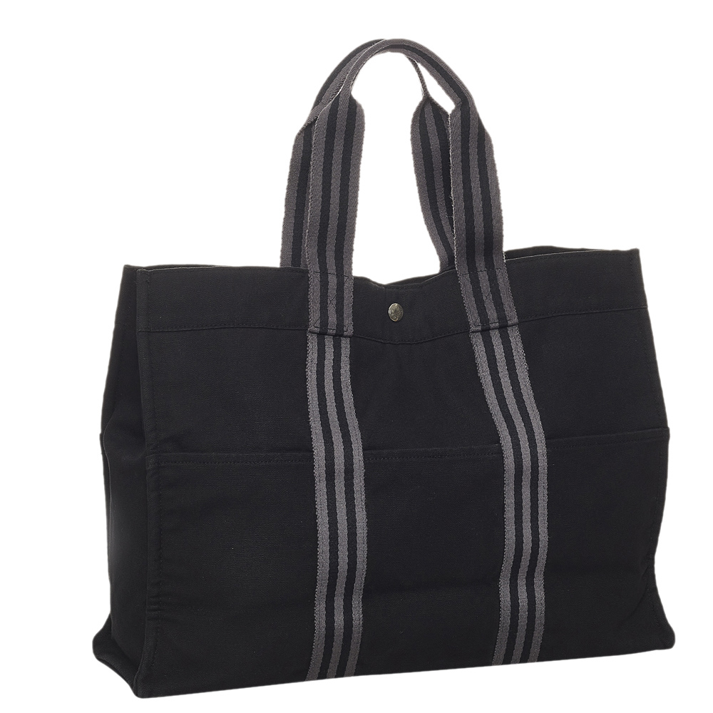 

Hermes Black Canvas Fabric Fourre Tout MM Tote Bag