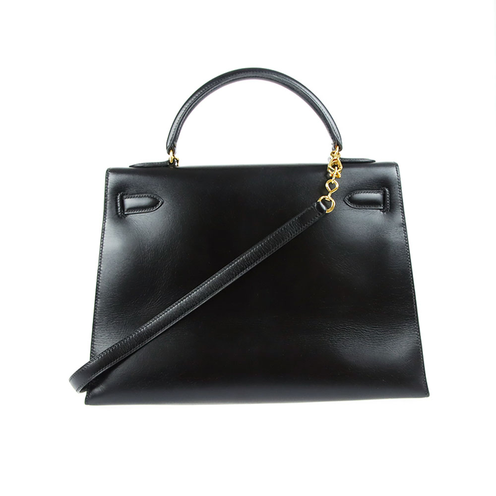 

Hermes Black Box Calf Leather Gold Hardware Kelly 32 Bag