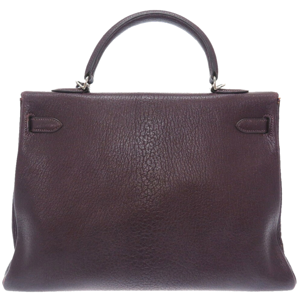 

Hermes Brown Chevre Leather Palladium Hardware Kelly 35 Bag