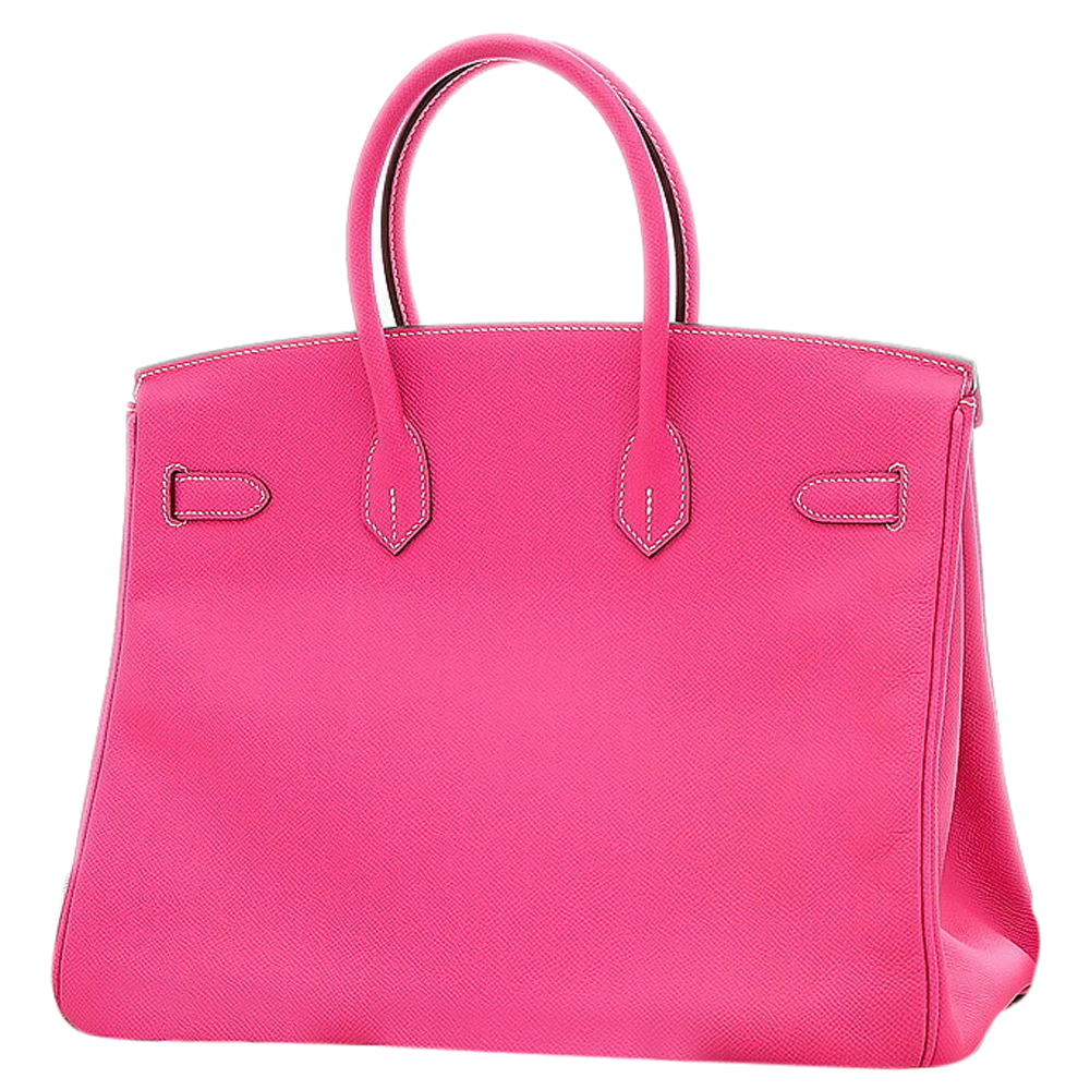 

Hermes Pink Epsom Leather Palladium Hardware Birkin 35 Bag