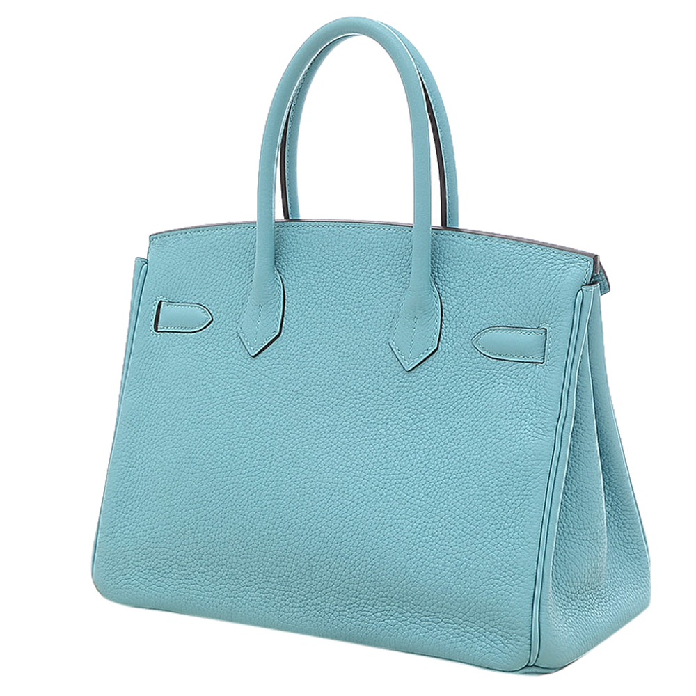 

Hermes Blue Clemence Leather Gold Hardware Birkin 30 Bag