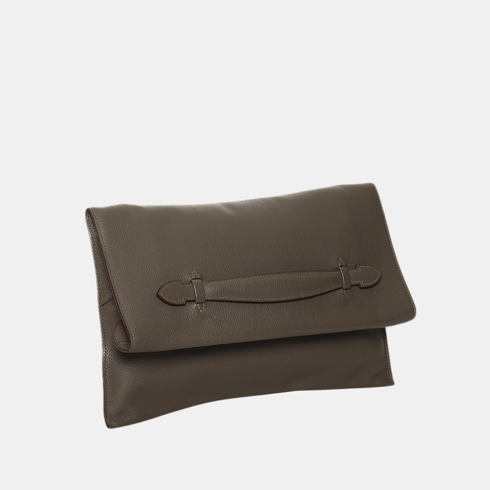 

Hermes Brown/Dark Brown Swift Leather Pliplat Clutch Bag