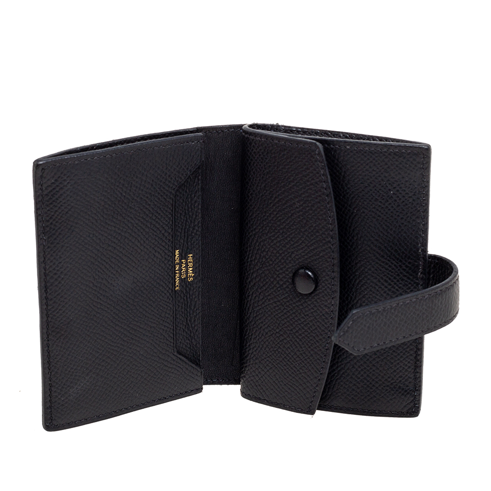 

Hermes Black Epsom Leather Bearn Compact Wallet