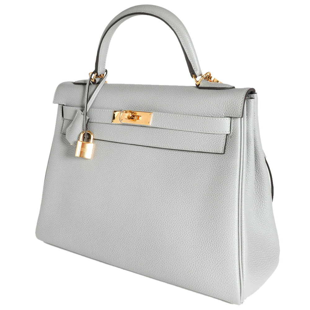

Hermes White Togo Leather Gold Hardware Kelly 32 Bag