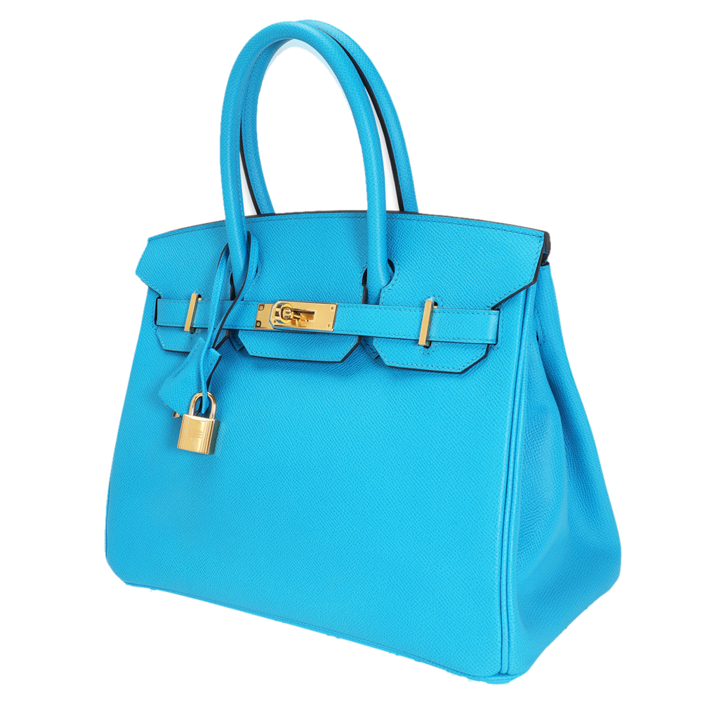 

Hermes Blue Epsom Leather Gold Hardware Birkin 30 Bag