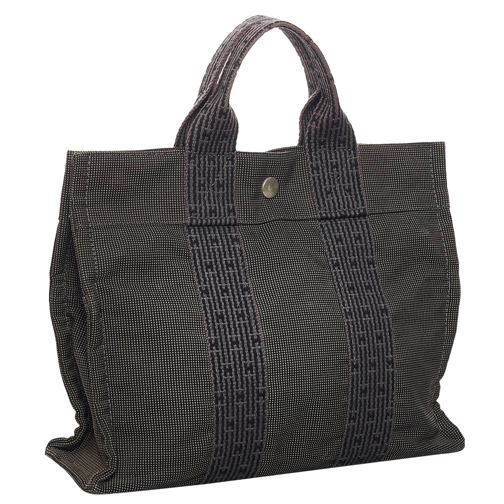 

Hermes Grey Canvas Fabric Herline PM Tote Bag