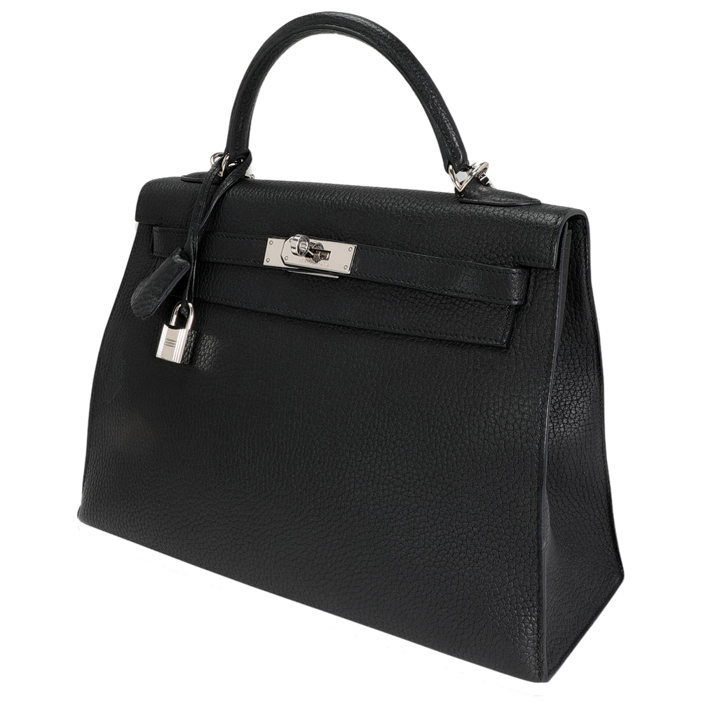 

Hermes Black Fjord Leather Palladium Hardware Kelly 32 Bag